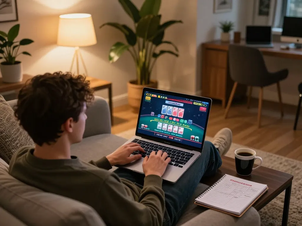 Engaging gameplay at home with 32win online casino on laptop screen, showcasing live dealer blackjack