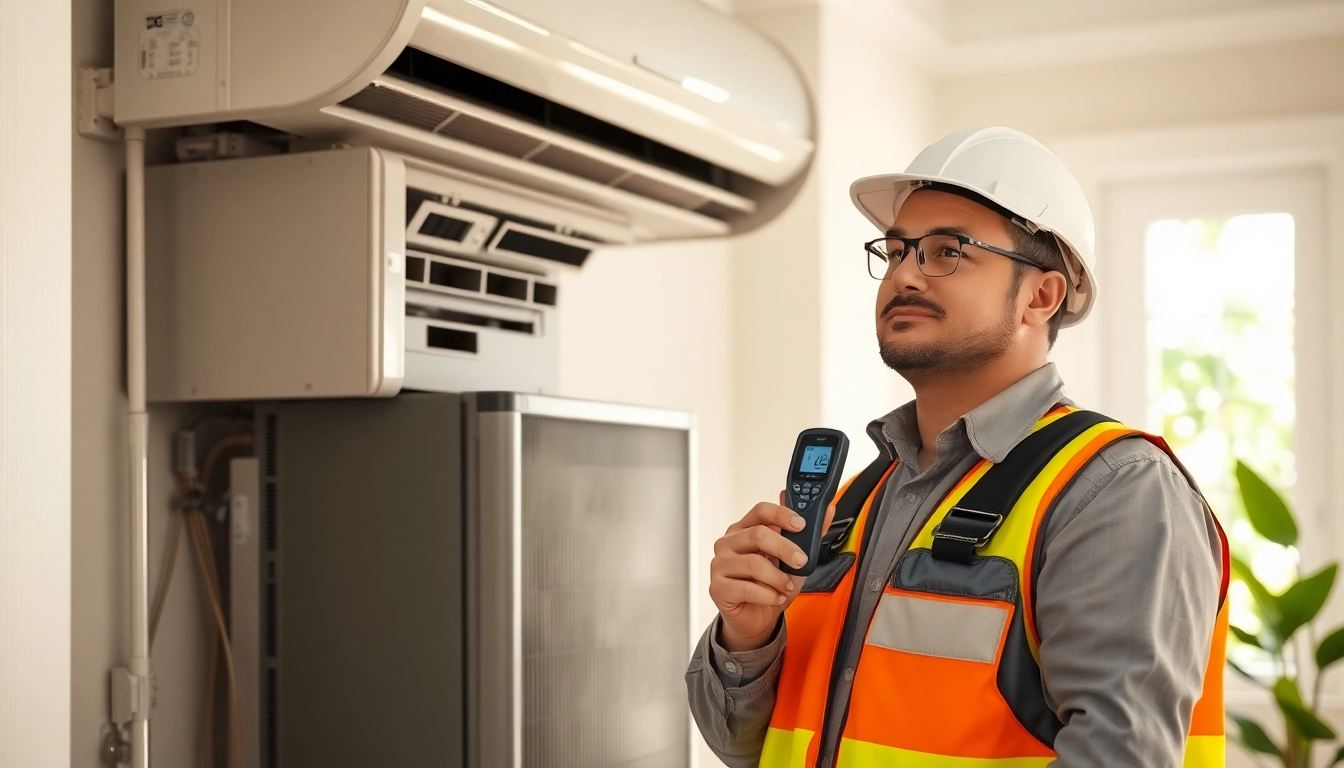 HVAC technician assessing American Standard HVAC system for optimal performance and reliability.