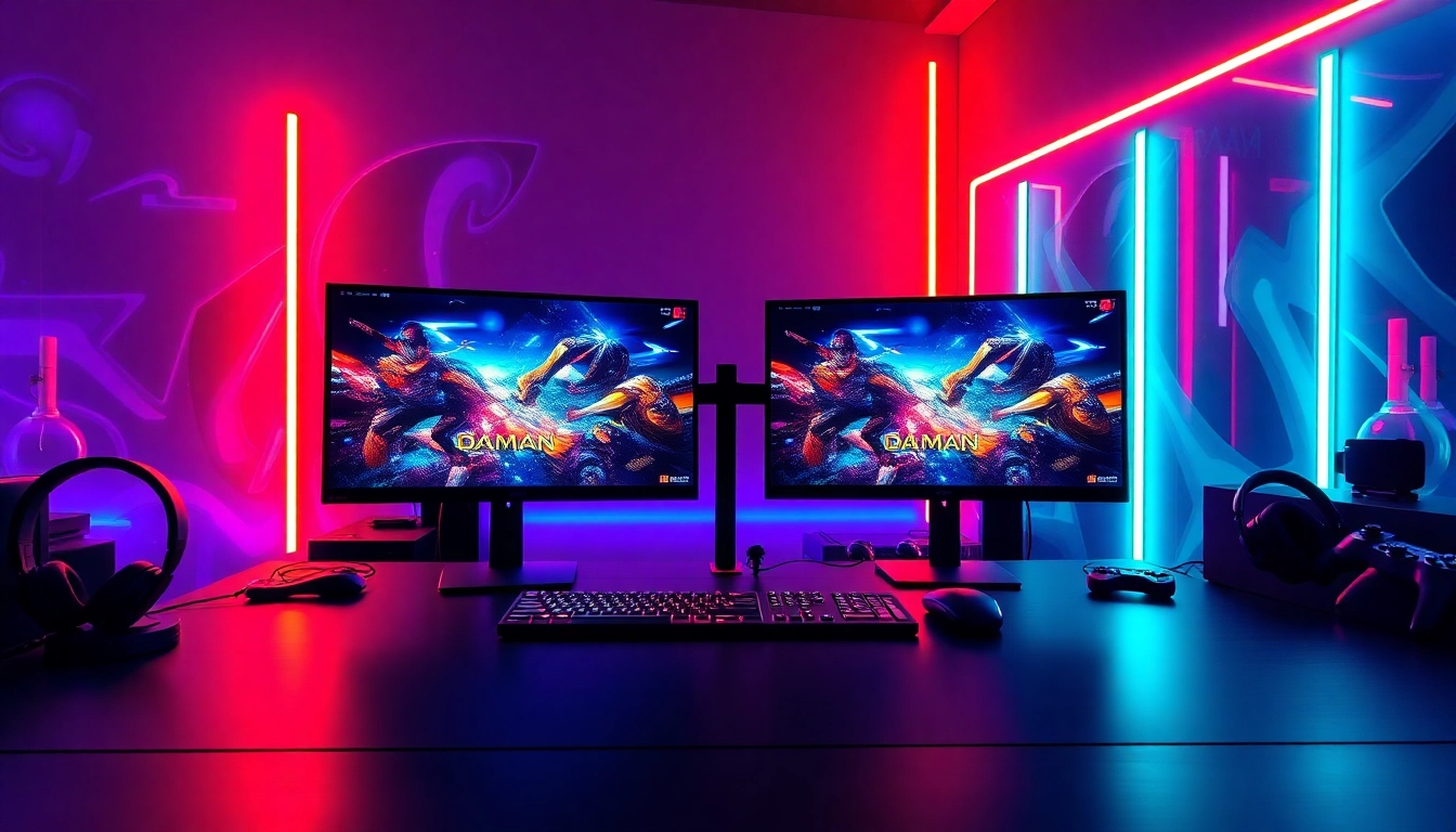 Engage with the excitement of daman games in a vibrant and energetic gaming setup.