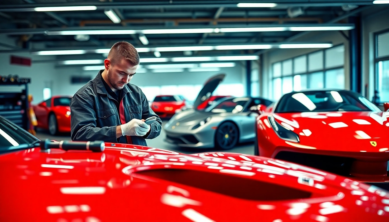 Ferrari maintenance Durban service showcasing expert technicians in a luxurious workshop.