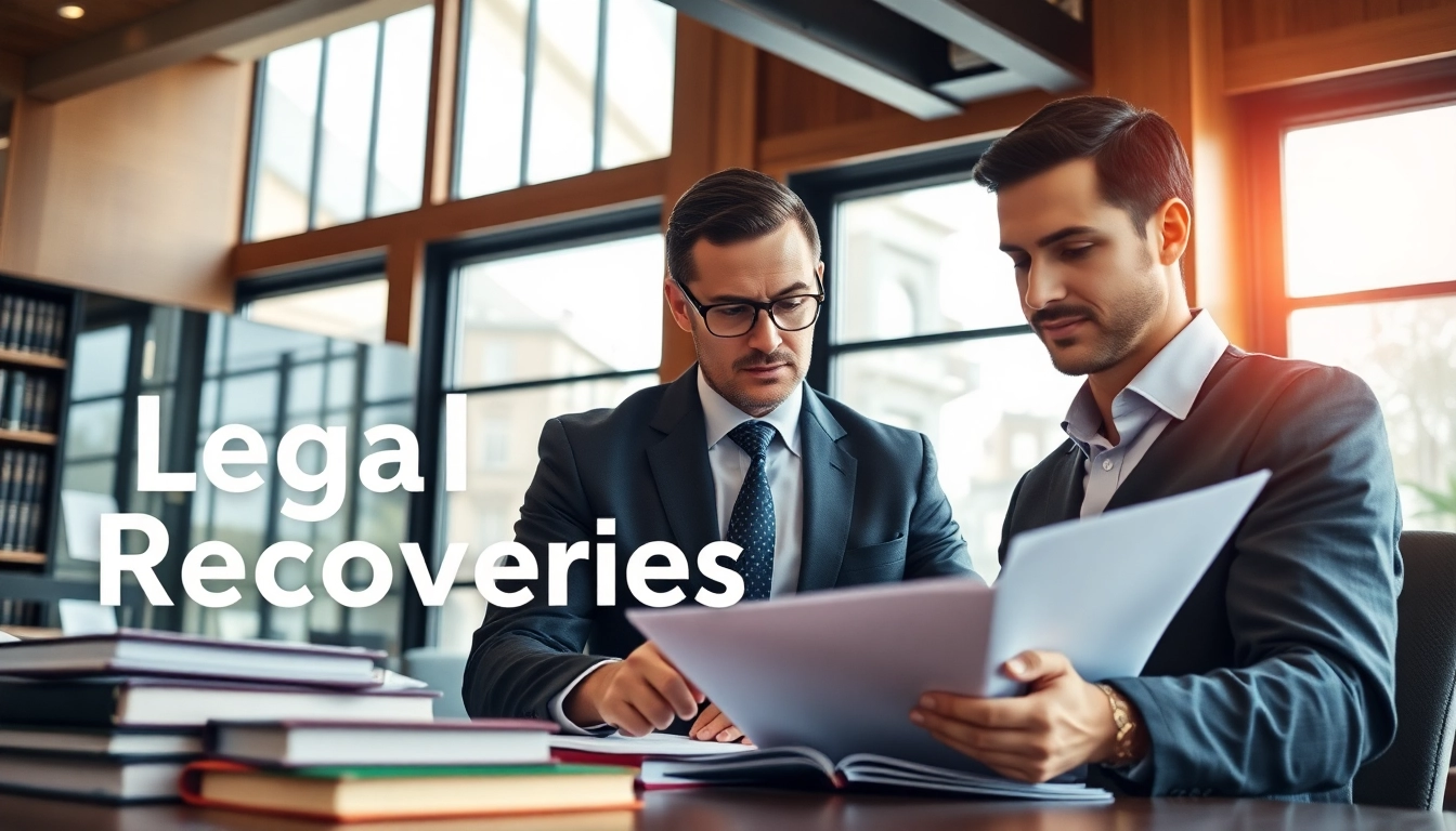 Legal Recoveries attorney reviewing documents in a modern office.