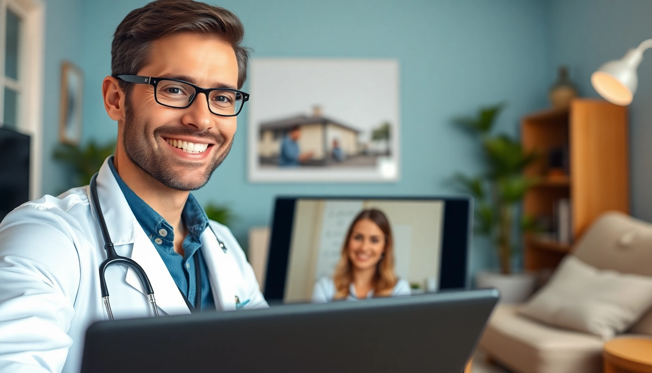 Engage in an affordable online doctor consultation with a friendly physician in a cozy setting.