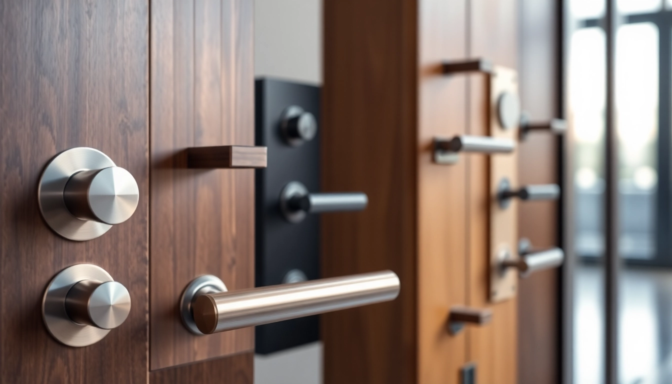 Explore various elegant door handles highlighting unique designs and textures.