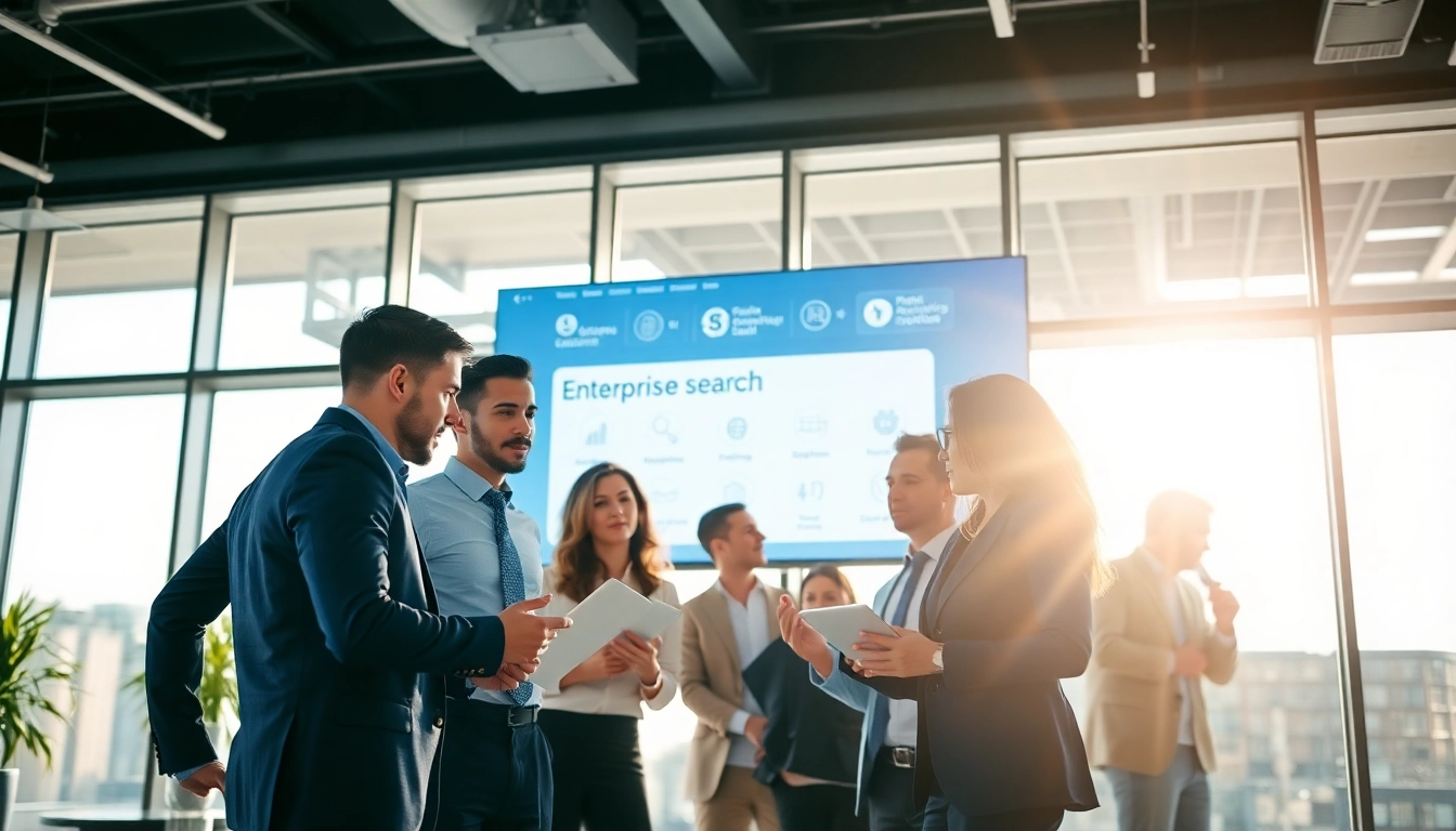 Showcasing enterprise search software in action within a collaborative business environment.