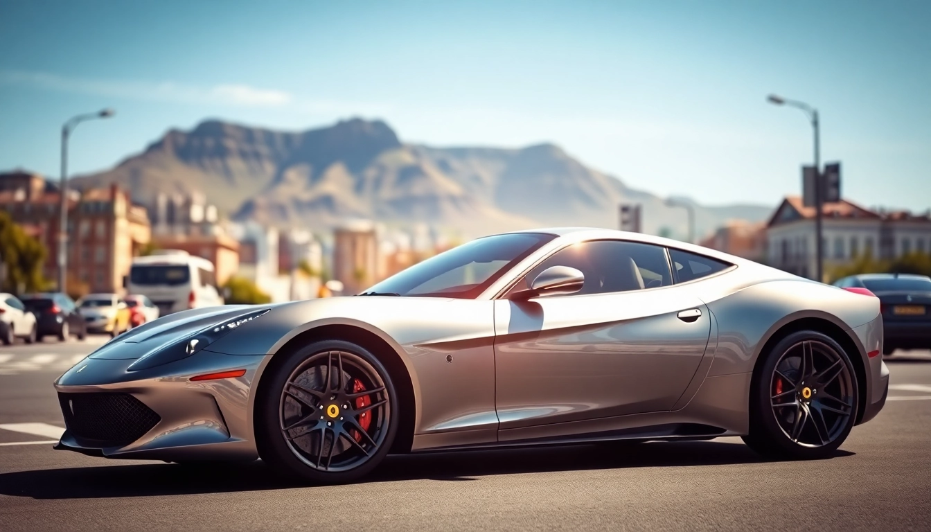 View of a stunning Ferrari second hand Cape Town in the scenic streets showcasing its elegance.
