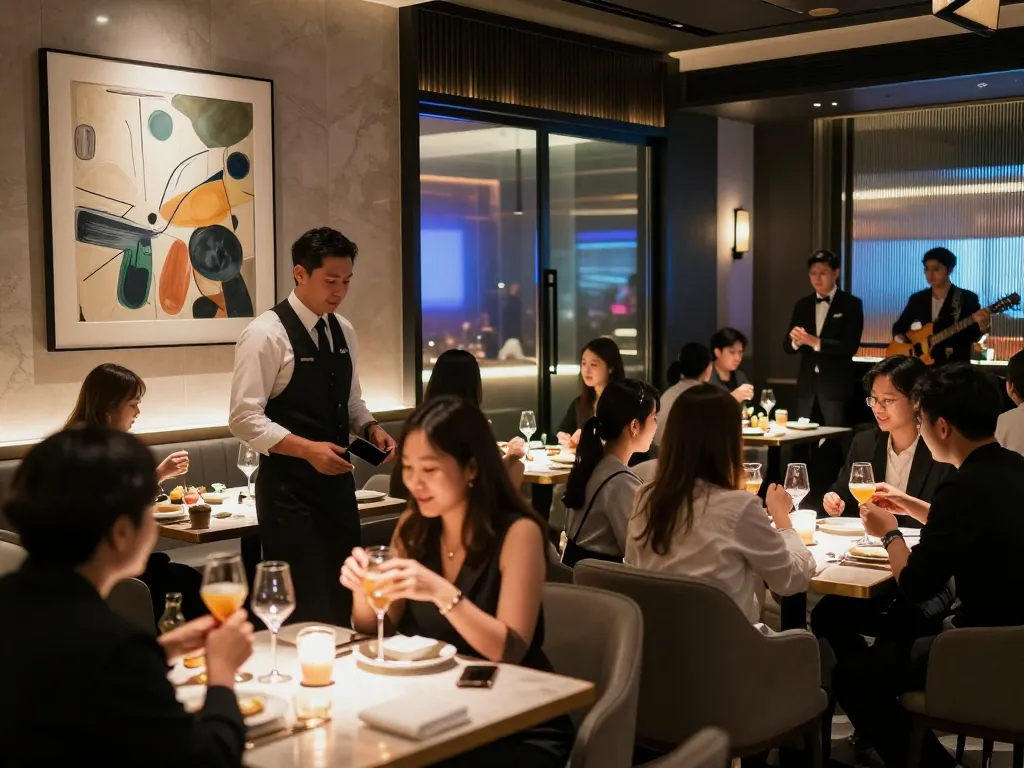 Guests enjoying a luxurious experience at 강남쩜오 high-end entertainment venue with elegant decor and ambiance.