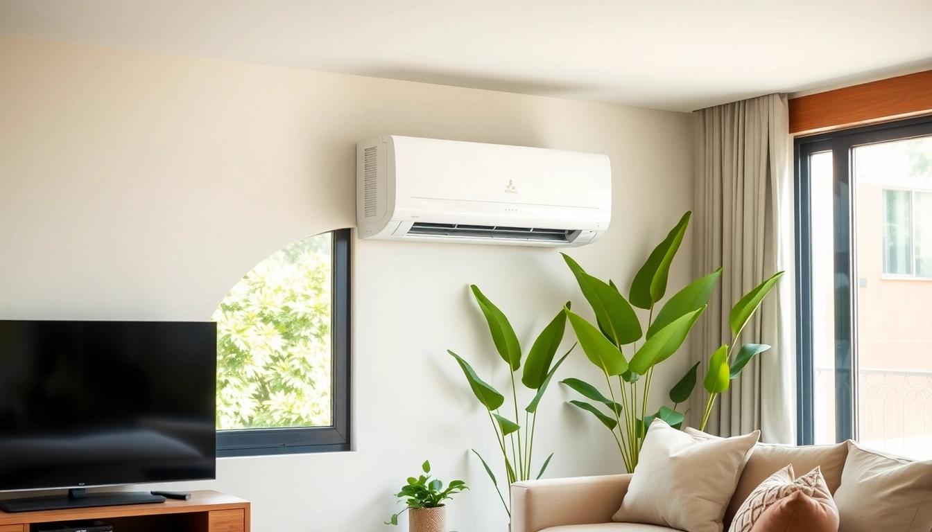 Expertly installed mitsubishi mini split ac in a stylish living room enhancing comfort.