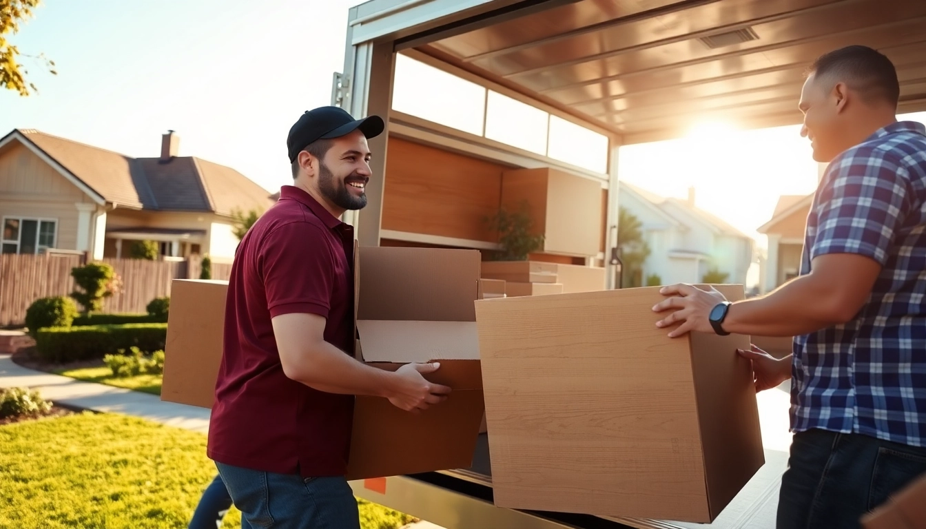 Efficient house removal companies team assisting a homeowner with moving furniture.