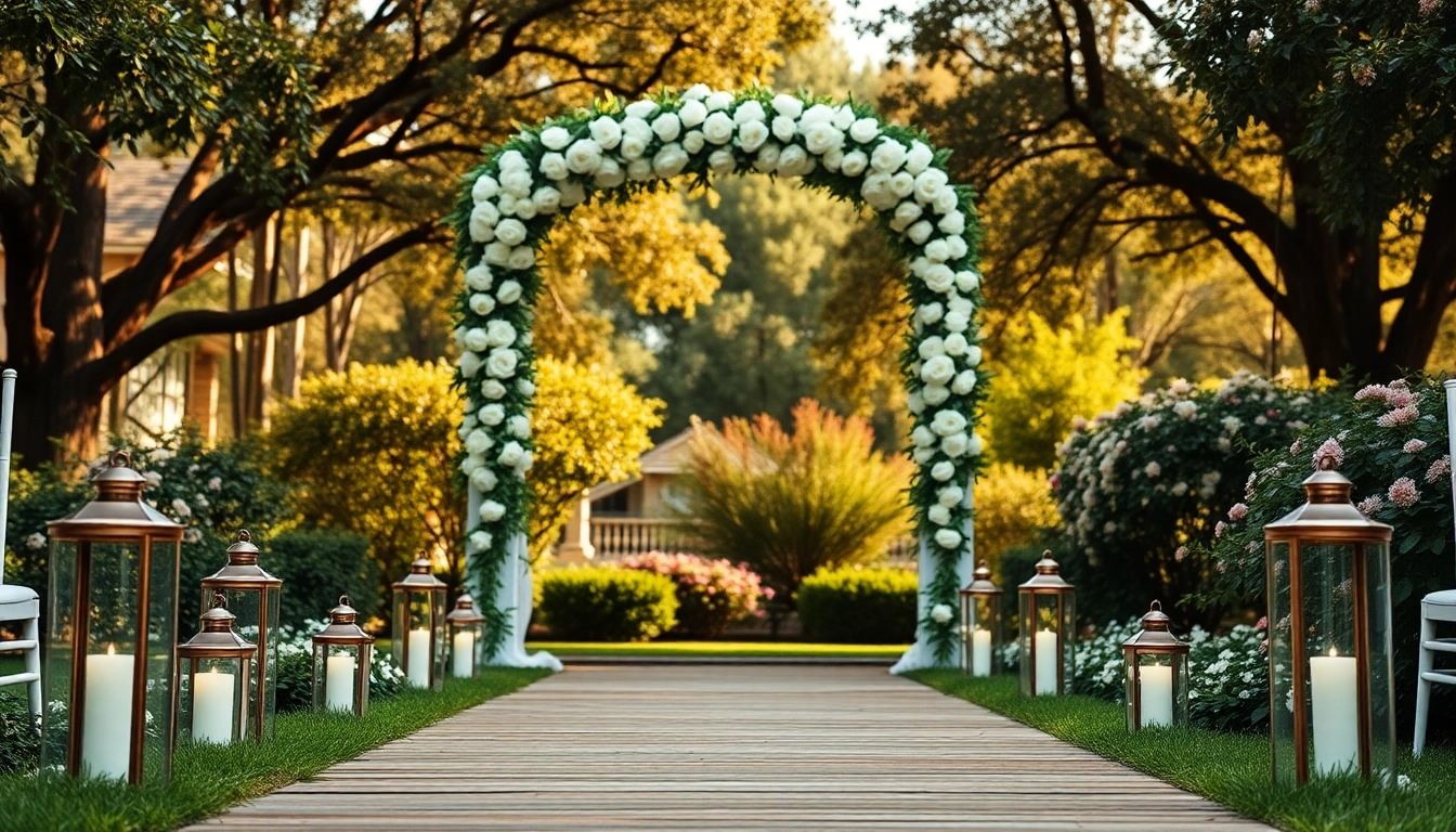Stunning setup at a Jacksonville Wedding Venue, featuring a floral arch for a romantic ceremony.