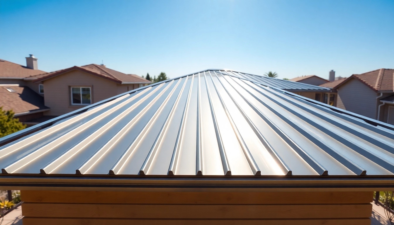 Showcase of metal roofing on a modern home highlighting its reflective surface and sleek design.