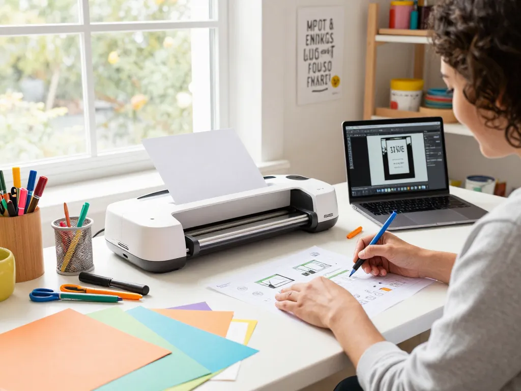 Crafting SVG for Cricut projects in a bright DIY workspace