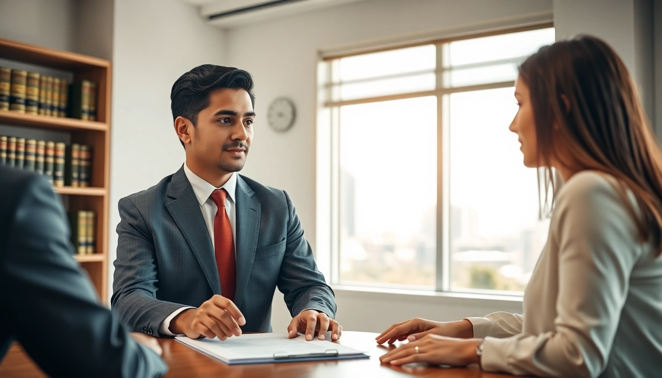 Fort Lauderdale workers compensation lawyer discussing a case with a client in an office.