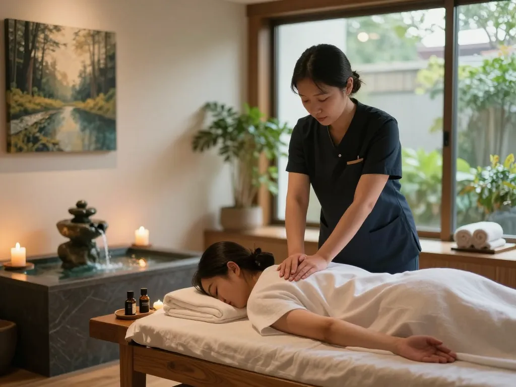 Experience the tranquility of Dongdaemun Swedish massage in a serene spa setting, with essential oils and soothing ambiance.