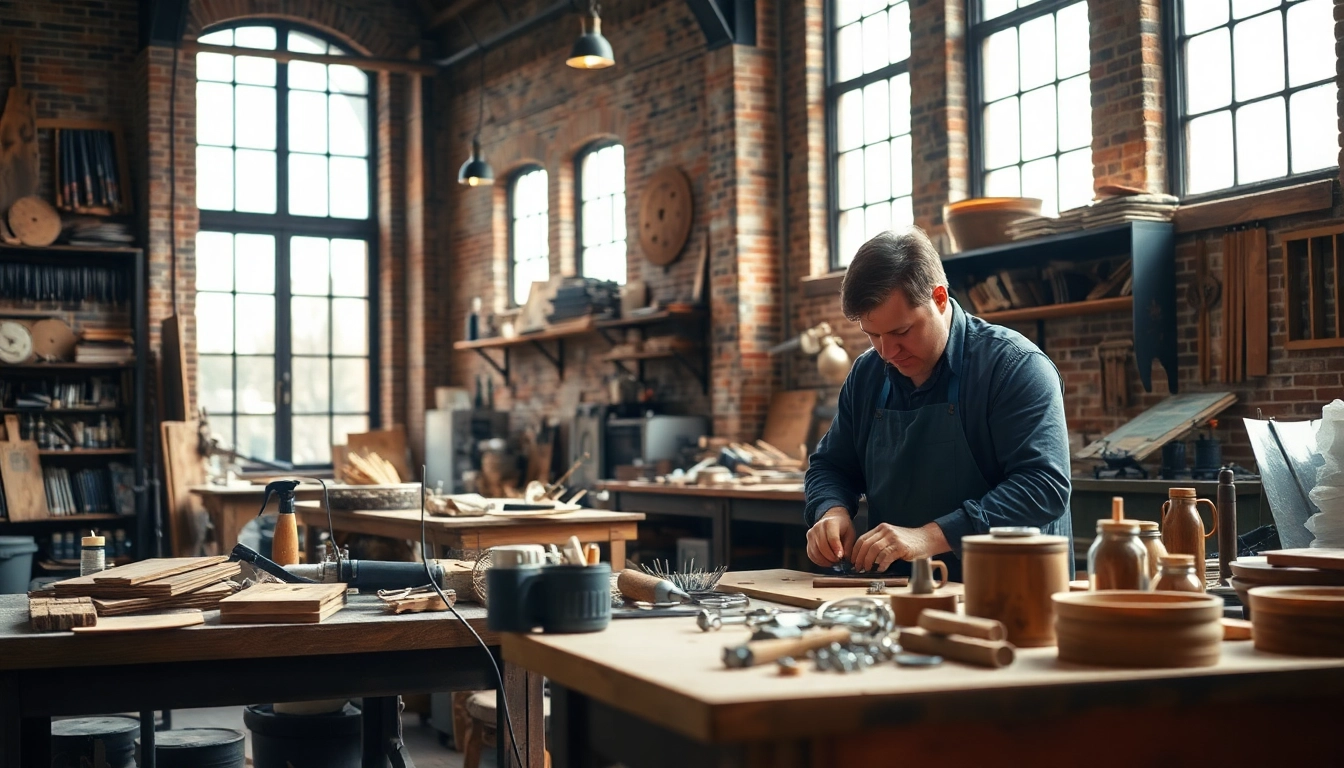 Artisan at work inside Old Knows Factory, showcasing craftsmanship and creativity.