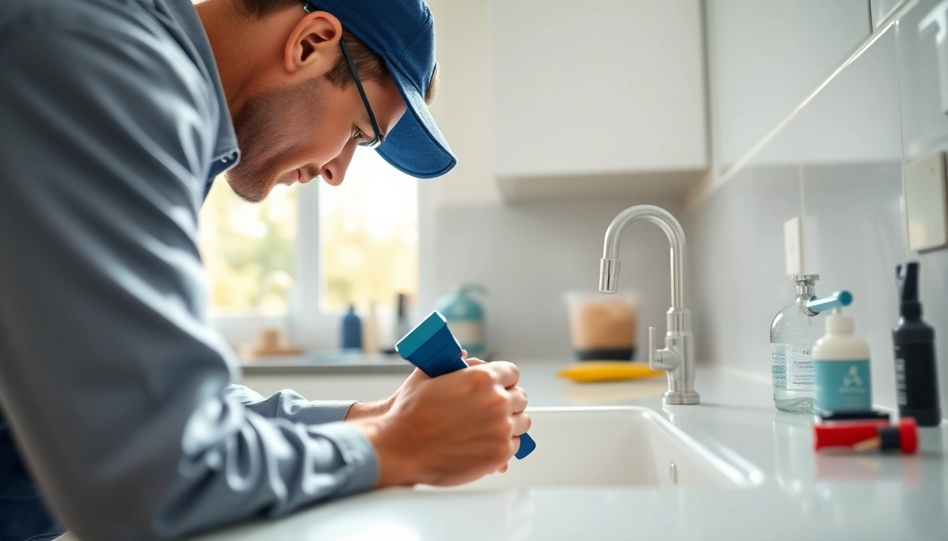 Professional plumber knightdale fixing a sink in a modern kitchen space