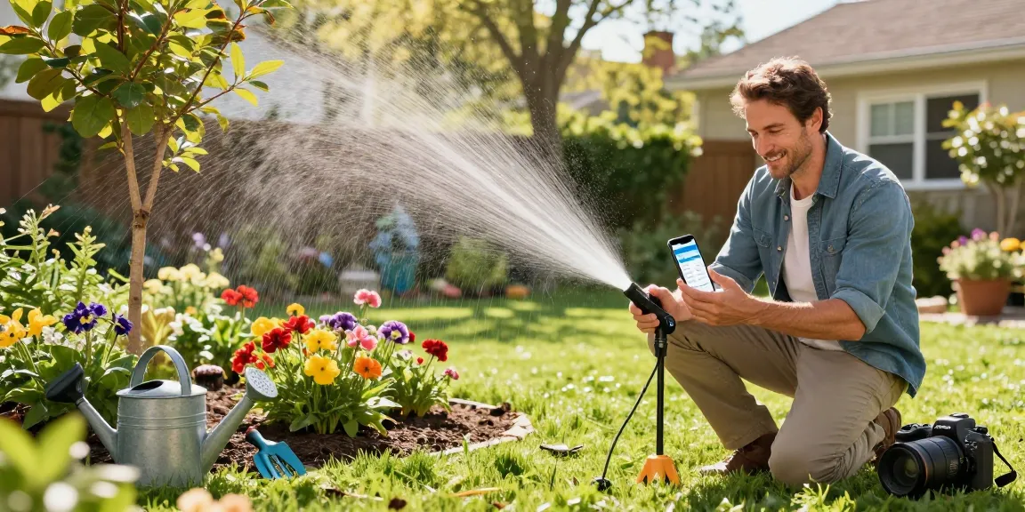 Effortlessly adjusting the rainpoint sprinkler timer for lush garden maintenance.