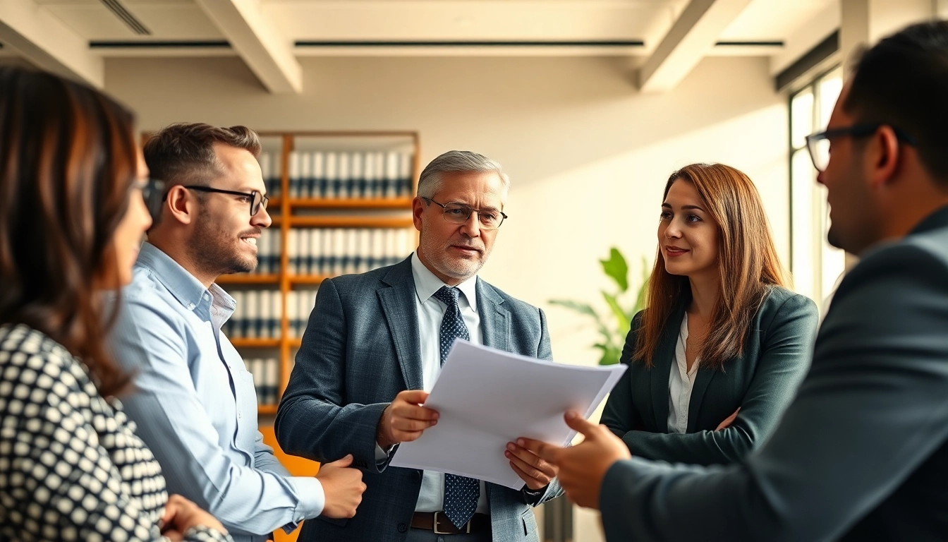 Washington DC Startup Lawyer consulting with entrepreneurs in a modern office.