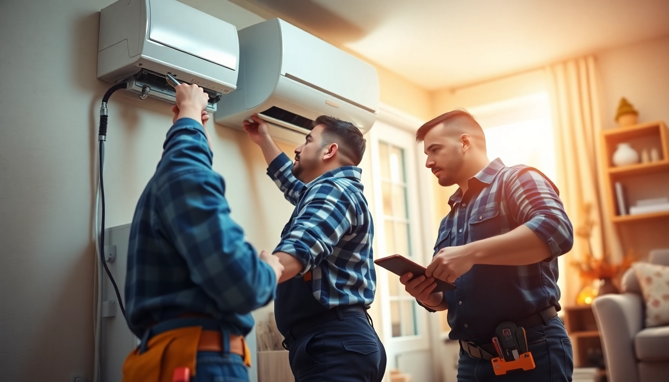 HVAC company Canada technicians providing maintenance in a modern home setting.