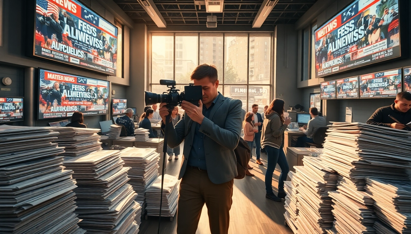Cover breaking news at https://www.todayville.com in a vibrant news office scene.