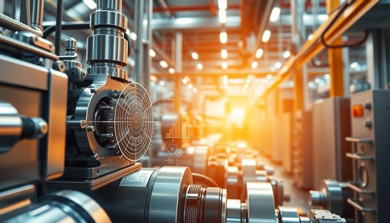 Technische Animation zeigt komplexe Maschinen und innovative dynamische Prozesse im Vordergrund.