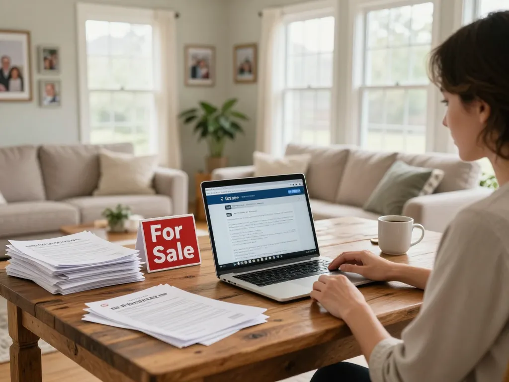 Homeowner preparing to sell house without repairs in cozy living room.