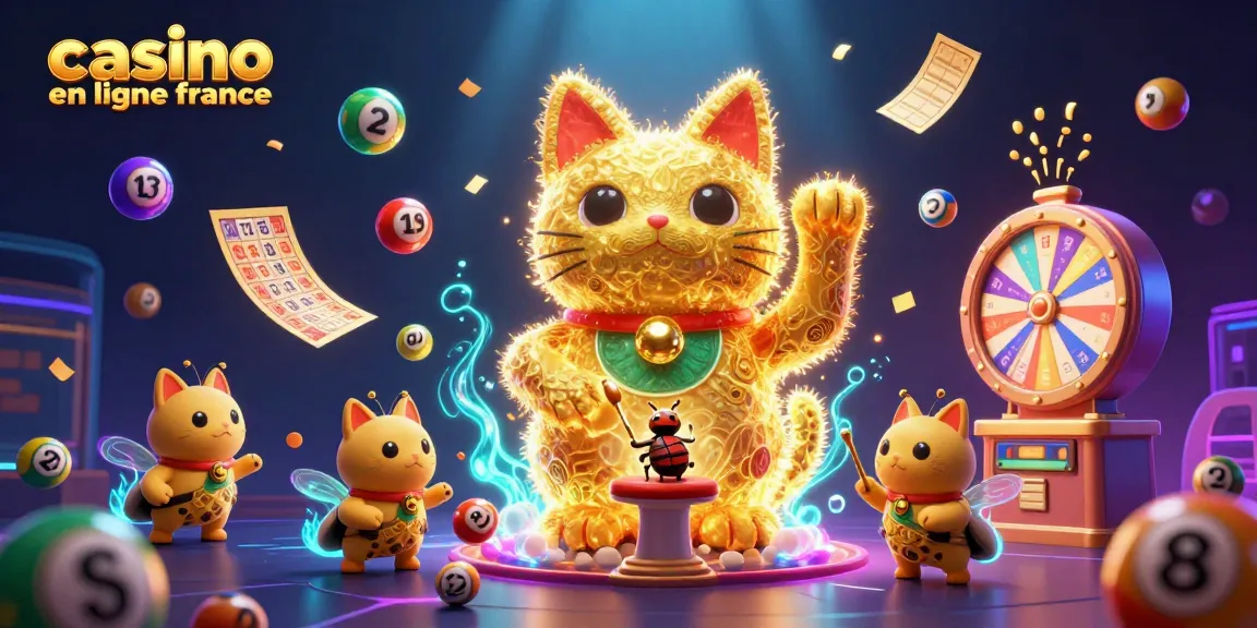 Casino en ligne France : des lucioles dorées incarnent un chat porte-bonheur animé, explorant l'univers ludique.