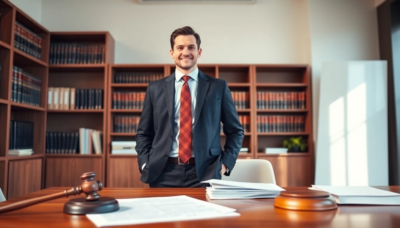Asheville criminal defense lawyer confidently consulting in a professional office setting.