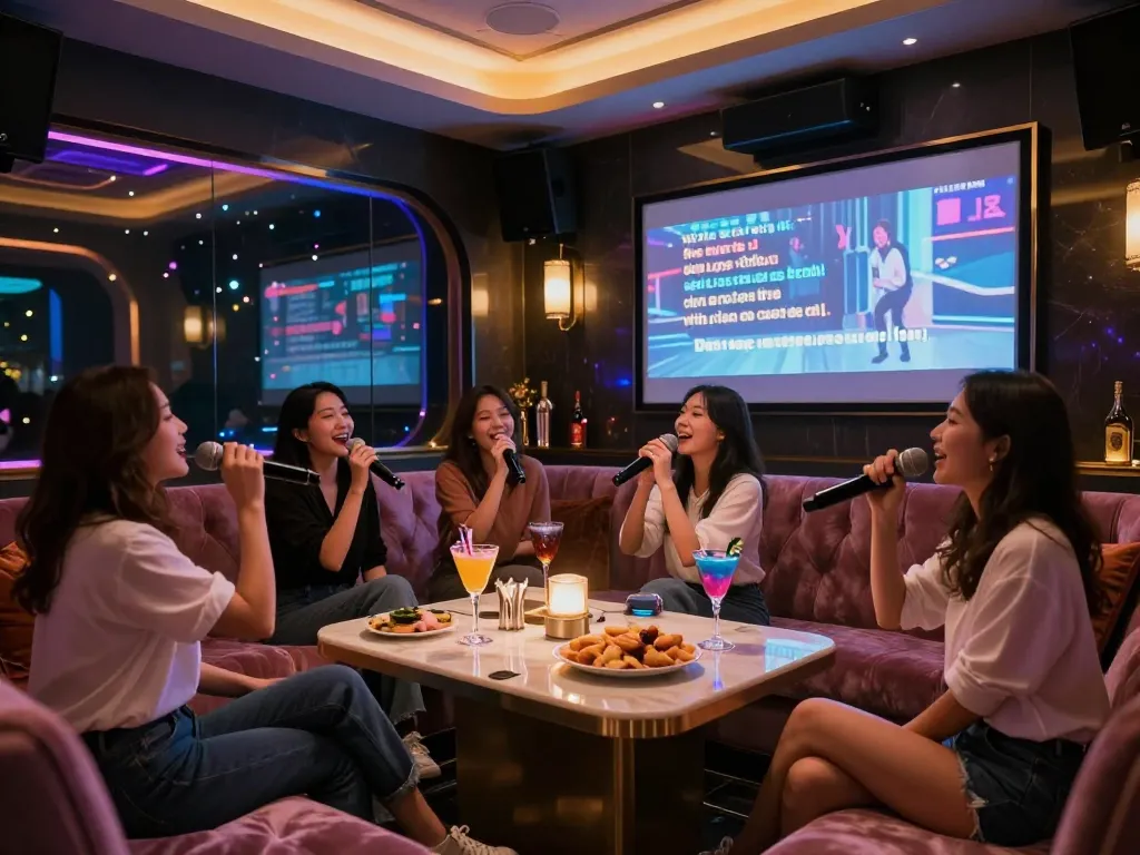 화려하고 럭셔리한 분위기에서 친구들과 함께 최고의 재미를 경험하세요, 강남퍼펙트 노래방에서.