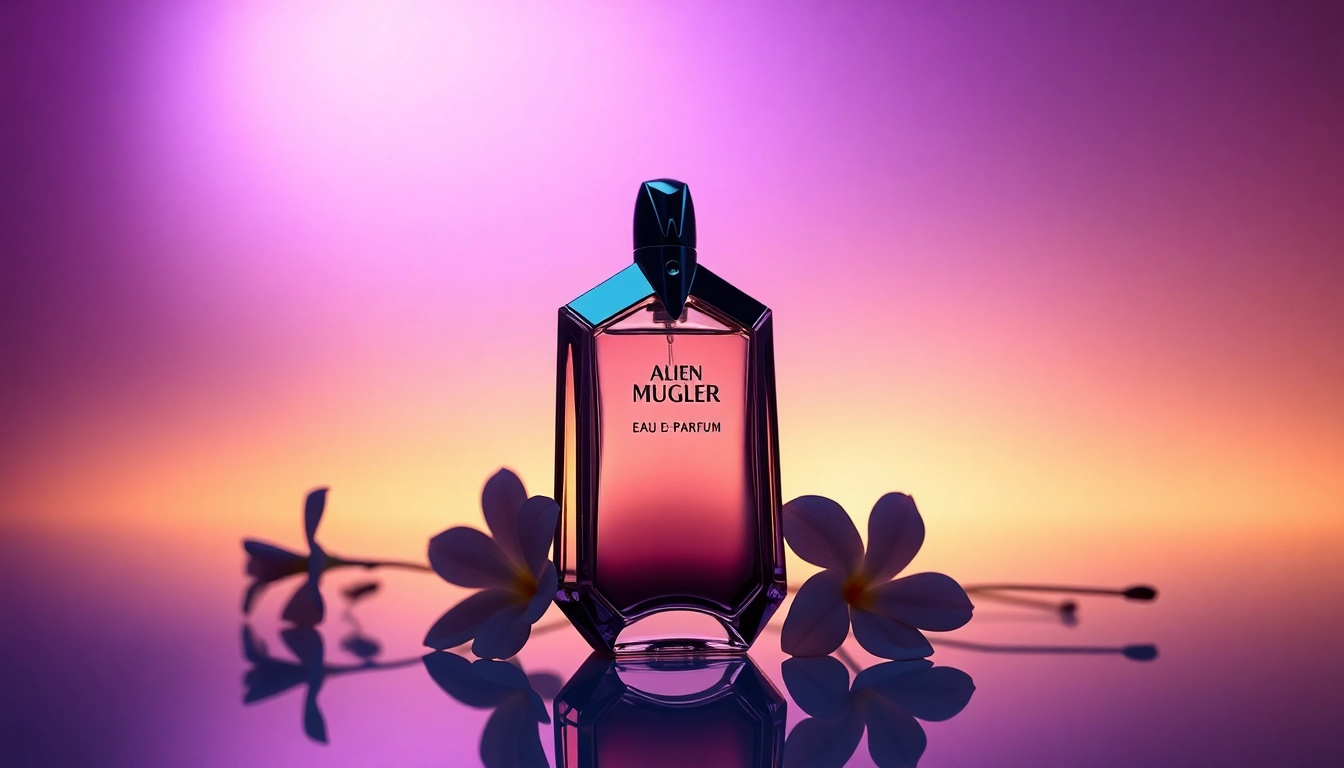 Experience the luxurious allure of the alien mugler Eau de Parfum bottle, elegantly showcased.