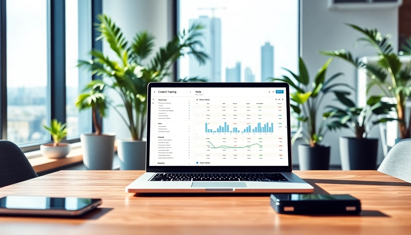 Enhance your efficiency with our content tracking tool showcased on a modern laptop.