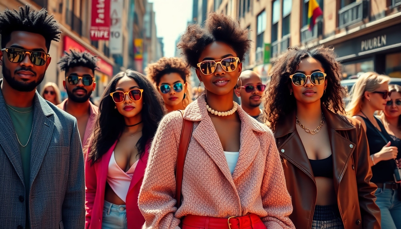Fashion-forward individuals displaying their creative outfits in an urban environment.