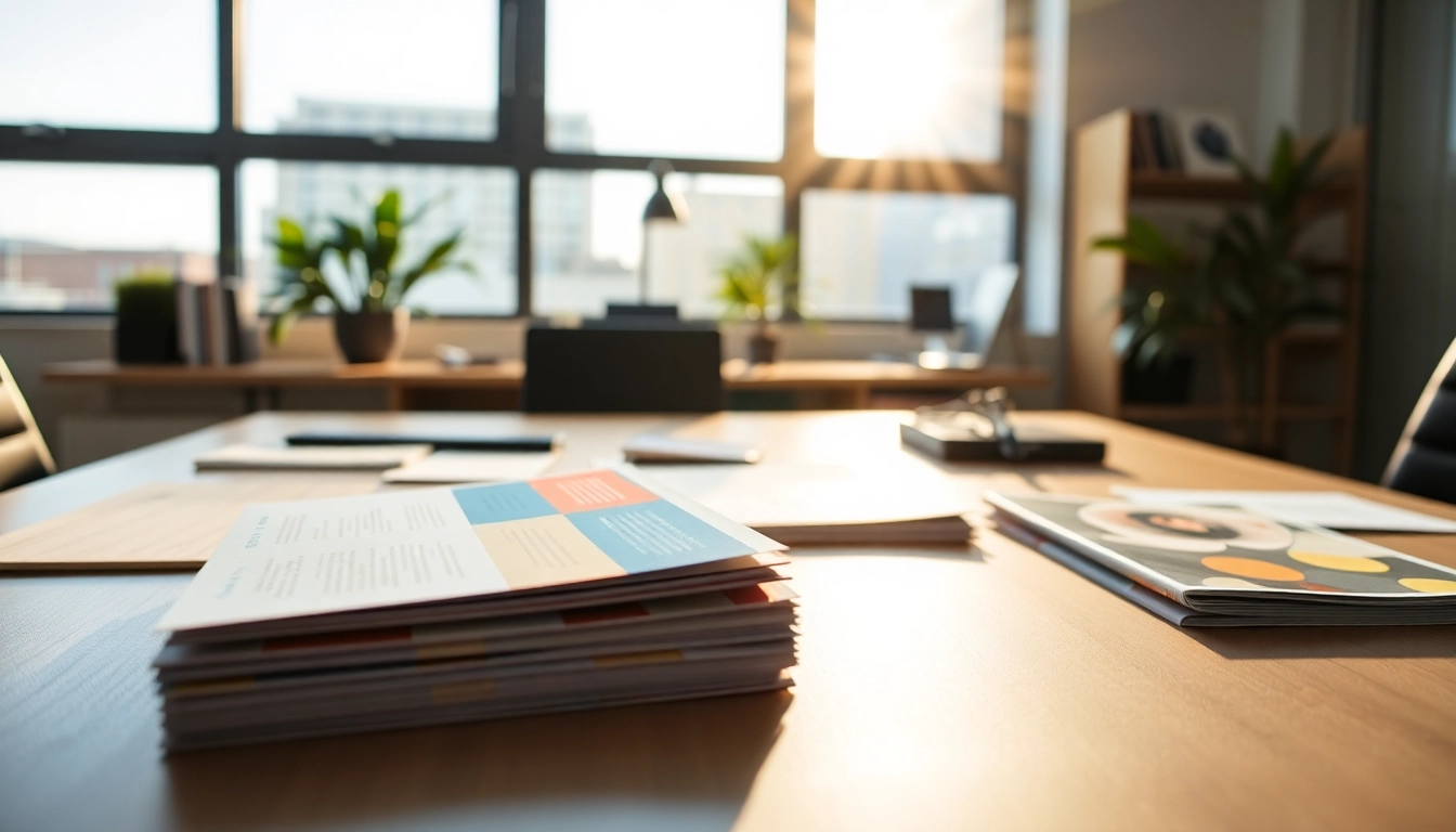 Engaging setup showing Atlas Direct Mail materials in a bright office space