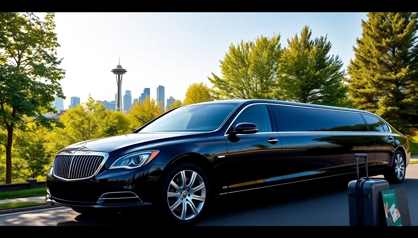 Experience luxury with limo service vancouver to seattle in a sleek vehicle against a stunning background.