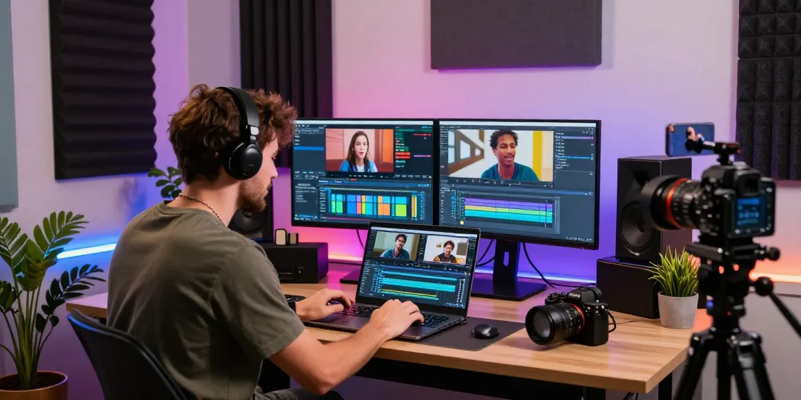 Content creator engaged with a highly engaged YouTube audience in a dynamic home studio environment.