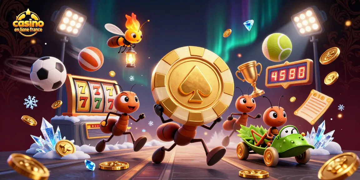 Visitez le casino en ligne France avec notre équipe de fourmis exécutant un vol audacieux et remportant de gros gains!