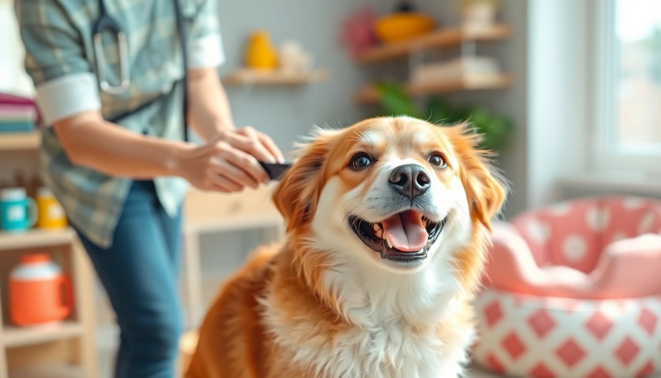 Hondenverzorgers.nl biedt liefdevolle verzorging voor honden met een blije hond en professionele groomer.