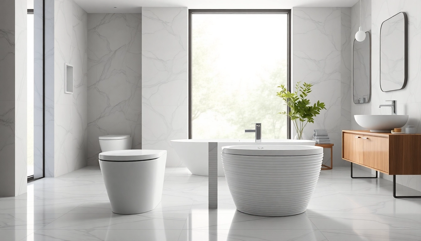 Sanitari eleganti in un design moderno per un bagno raffinato.