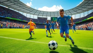 บ้านผลบอล แสดงผลการแข่งขันฟุตบอลที่เข้มข้นในสนามที่เต็มไปด้วยแฟนบอล