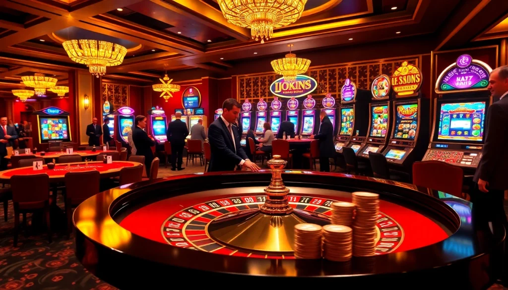 Experience exhilarating casino action at indoxxi with vibrant slot machines and poker tables.