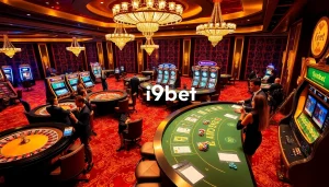 I9bet players engaging in thrilling casino games with excitement and luxury.