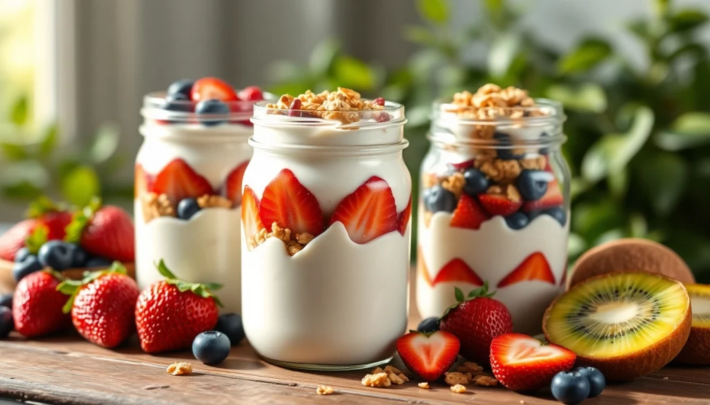 Create a nutritious breakfast with https://masonjarbreakfast.com featuring colorful layers in mason jars.
