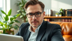 Attorney specializing in agricultural law consulting in a contemporary office environment.