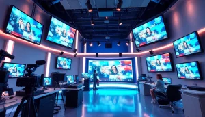 Engaging broadcasting scene at Lauthaitv studio, showcasing hosts and technology.