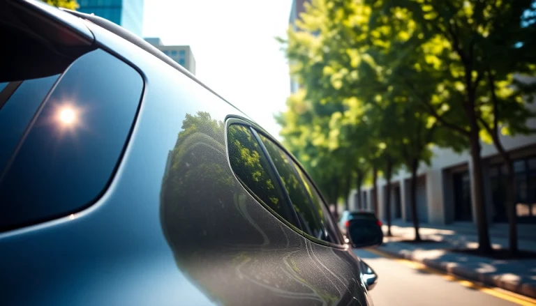 Professional vehicle showcasing window tint Chattanooga, enhancing aesthetics with urban backdrop.