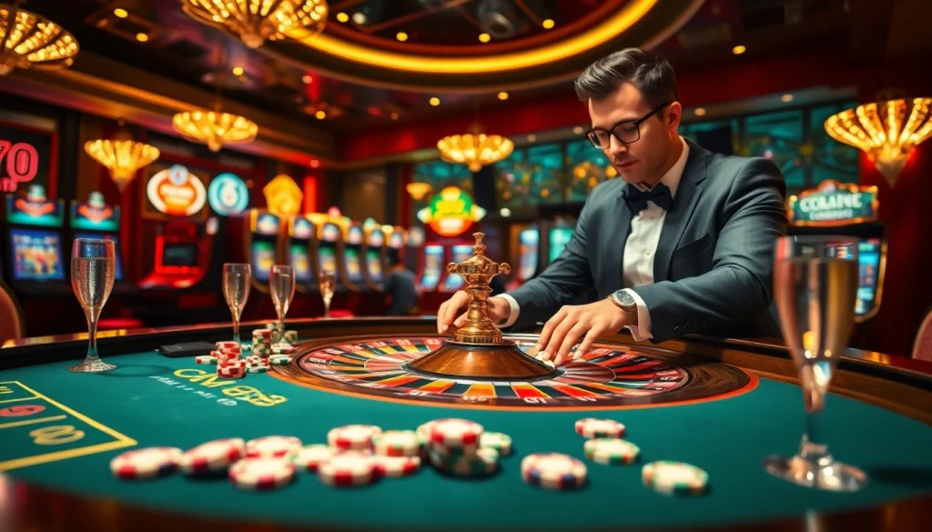 Experience the thrill of CM88 with vibrant casino gaming elements and luxury ambiance.