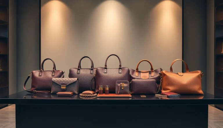 레플리카 가방과 악세사리를 우아하게 진열한 장면