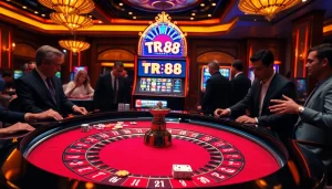 Engaging gamblers around the TR88 slot machine at a lively casino venue.