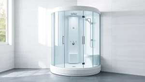 Duschkabine 90x90 in eleganter Badezimmergestaltung, modern und einladend.