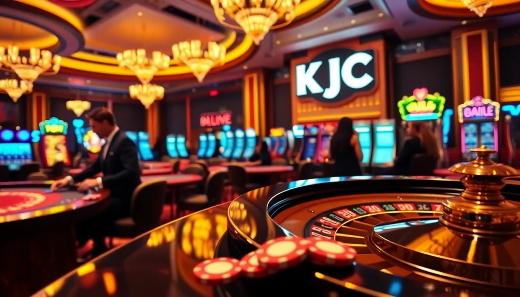 Win big at KJC casino with exciting poker and roulette games under vibrant lights.