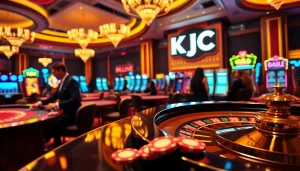 Win big at KJC casino with exciting poker and roulette games under vibrant lights.